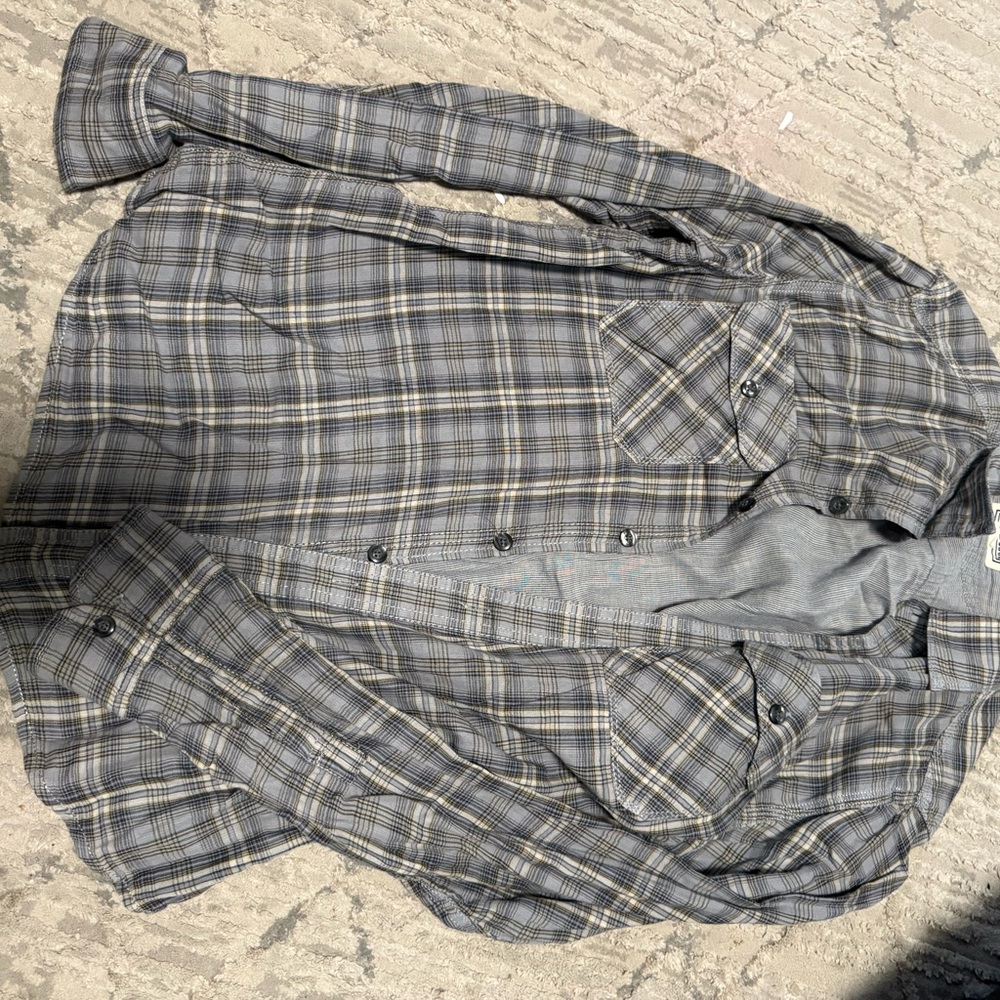 Gray Plaid Button-Up Shirt